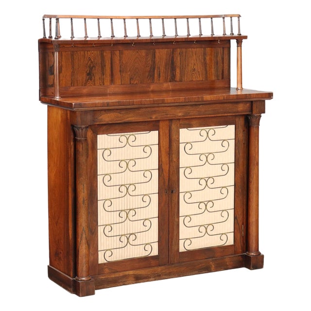 Antique Cupboard in Violet Wood, Brass, and Fabric, United Kingdom, 1800s For Sale