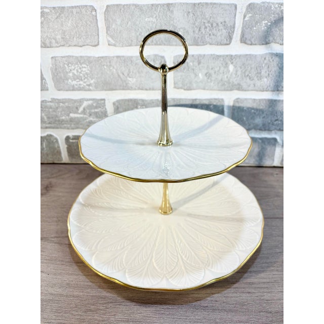 Beautiful vintage Lenox gold trim ivory 2 tier plates