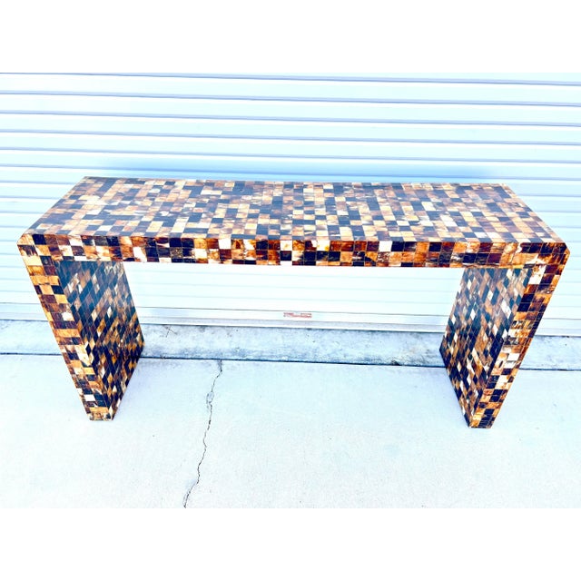 Coffee Mid 20th Century Tessellated Horn Console / Sofa Table in the Style of William Piedrahita for Thomas Britt For Sale - Image 8 of 8
