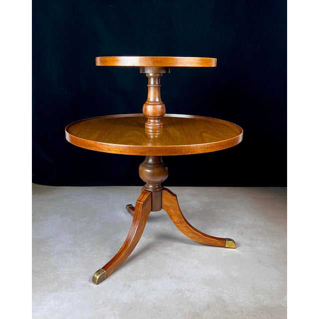 Mid 20th Century Duncan Phyfe Style Two-Tier Piecrust, Dumbwaiter, Table For Sale - Image 10 of 10