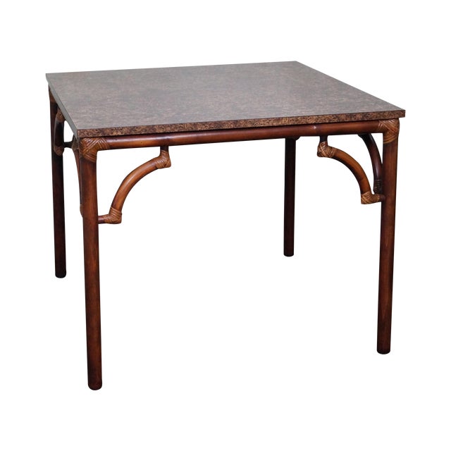 Vintage Square Rattan Bamboo Kitchen Table Chairish