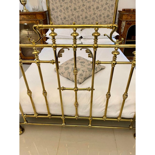 Metal Antique Victorian Brass Double Bed, 1860 For Sale - Image 7 of 16