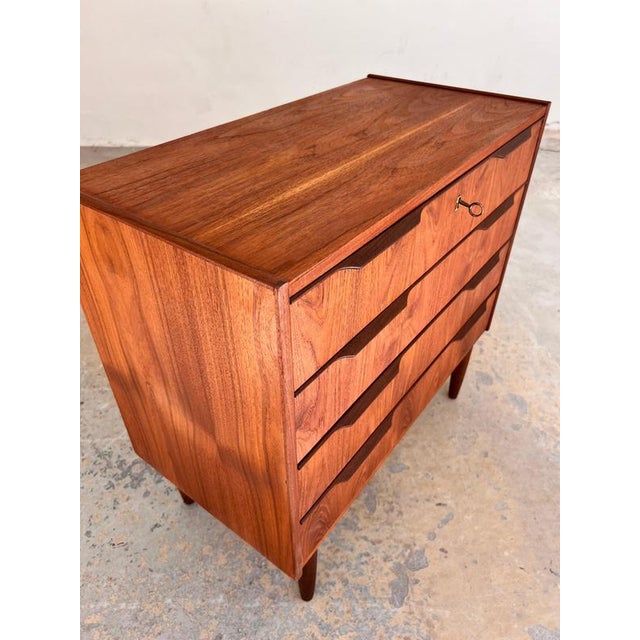 Teak Chest of Drawers with Lock, Denmark, 1960s For Sale - Image 5 of 11