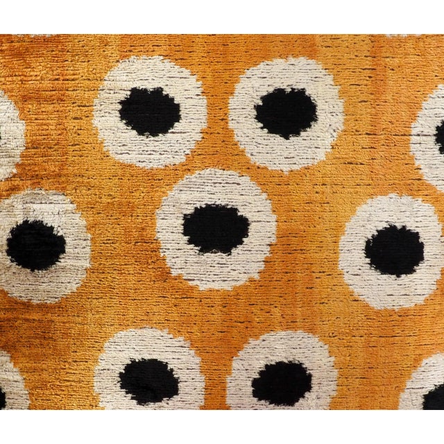 Orange Orbs Silk Velvet Ikat Throw Pillow Cover, 20 X 20 For Sale - Image 4 of 5