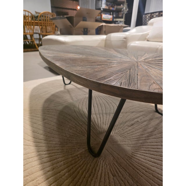 1970s Reclaimed Elm Wood Coffee Table Titled 'Leveni' by Uttermost For Sale - Image 5 of 7