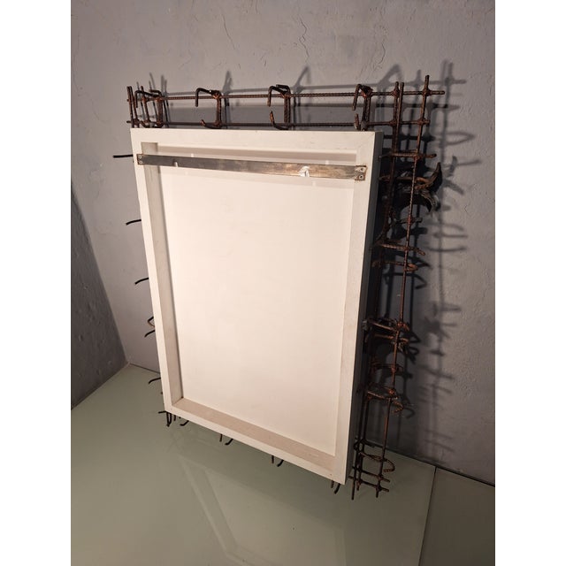 Rectangular Mirror with Wrought Iron Props, 2000s For Sale - Image 11 of 13