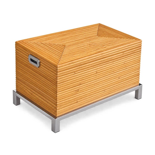 Mid-Century Modern Pencil Reed Chest on Chrome Base, 1970 For Sale - Image 3 of 6