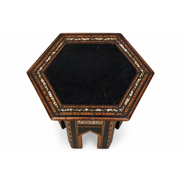19th Century Moroccan Hexagonal Pedestal Table, 1890s For Sale - Image 6 of 9