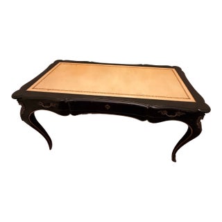 John Widdicomb Desk & Chair French Style Black/Gold For Sale