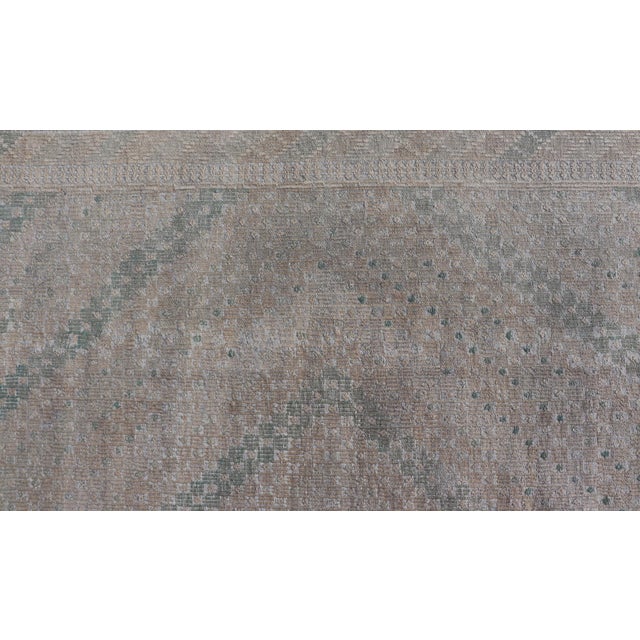 Embroidered Vintage Hand Woven Turkish Kilim With Geometric Diamond Design For Sale - Image 10 of 12