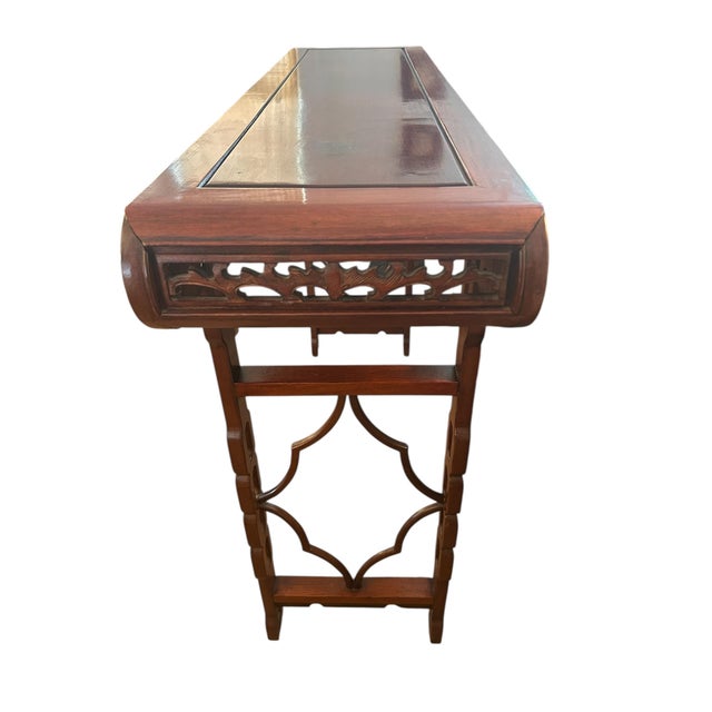Exquisite Chinese Carved Hardwood Console Table with Dragon Motifs A striking and highly refined Chinese carved rosewood...