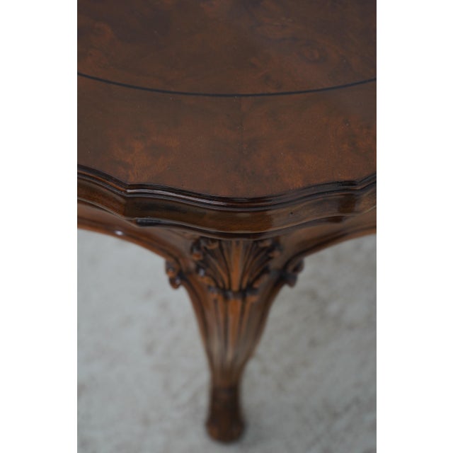 1990s Karges French Burl Walnut Round Lamp Table For Sale - Image 5 of 12