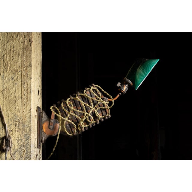 Early 20th Century Japanned Scissor Arm Lamp With Glass Shade For Sale - Image 14 of 18