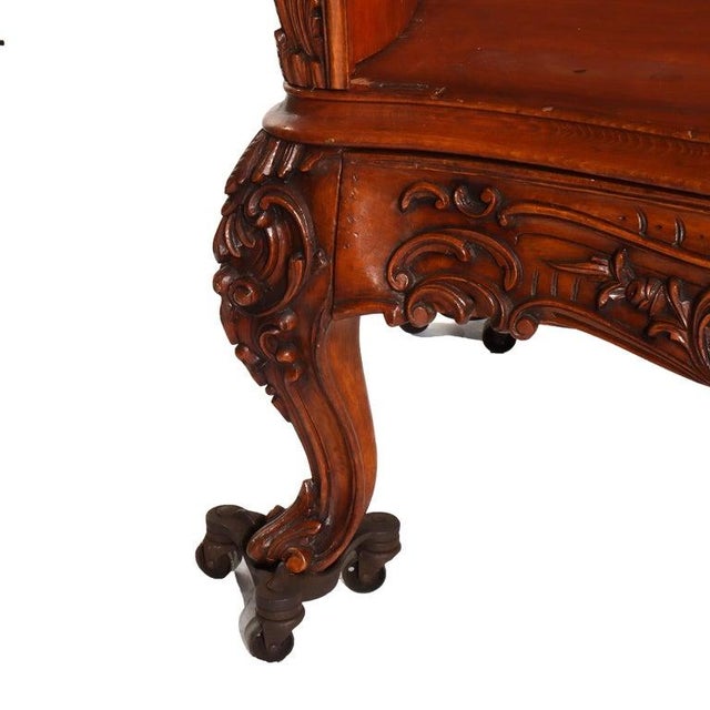 Monumental Antique French Carved Kingwood & Marquetry Four Door Armoire C1890 For Sale - Image 9 of 18