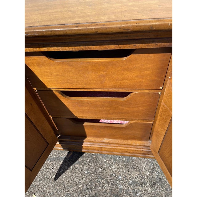 Brown Vintage Antique Wood Dresser Buffet Media Console Changing Table Chest Drawers For Sale - Image 8 of 10