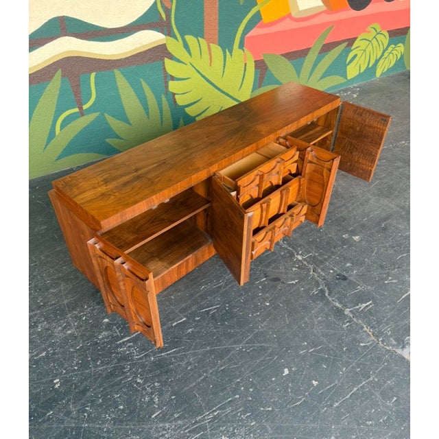 Wood Brutalist Tabago Two-Piece China Cabinet For Sale - Image 7 of 13