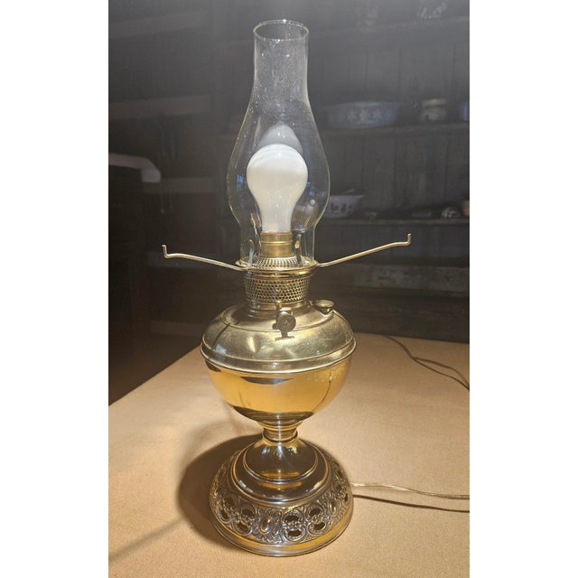 Bradley Hubbard Bradley and Hubbard 1880's "Patent Applied For", Hobnail Milk Glass "Ring of Fire"' Shade For Sale - Image 4 of 18