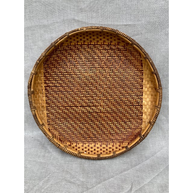1960s Vintage Shallow Winnowing Basket For Sale - Image 10 of 12