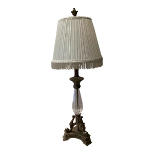 Vintage Crystal and Glass Body Table Lamp With Shade
