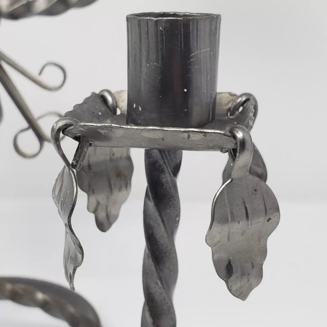 Mid-Century Modern Set of 3 Metal Candelabra Candle Holders Svensk Kvalitetsprodukt Smedjan Sweden Mid 20th Century For Sale - Image 3 of 6