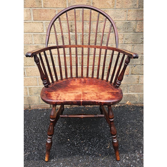 An early 20th century Nichols And Stone Attributed Barrel Back Windsor stained ArmChair. Very sturdy. Good vintage...