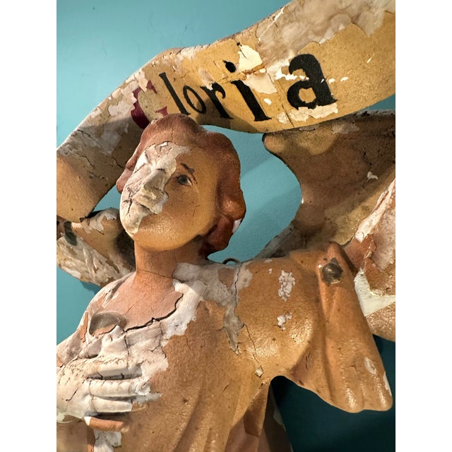 Figurative Antique Plaster Angels Wall Sculpture For Sale - Image 3 of 7