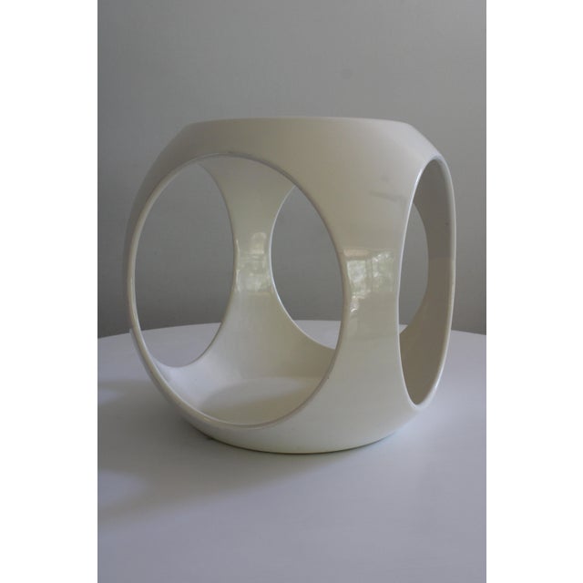 Mid-Century Modern Vintage 60s 70s Space Age Fiberglass Side Table Stool Attributed to Luigi Colani For Sale - Image 3 of 11