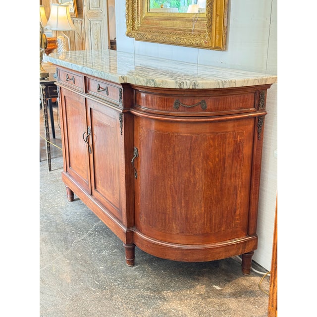1920s French Mahogany Marble Top Server With Rounded Ends For Sale - Image 11 of 11