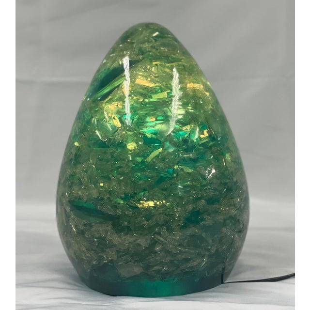 Green Fractal Resin Table Lamp, 1970s For Sale - Image 3 of 4