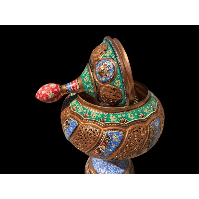 Vintage Hand Painted Openwork Copper Urn For Sale - Image 12 of 13