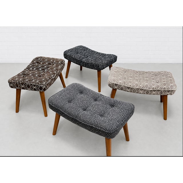 Handcrafted Mid Century Modern styled Ottoman / Footstool, available in 4 pattern / color options. Handmade from solid...