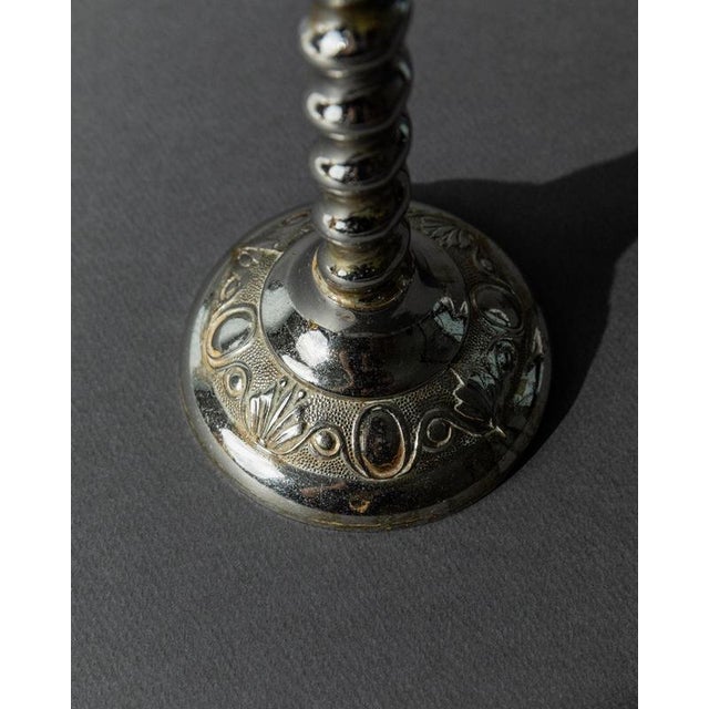 Vintage Victorian Style Silver-Plated Twisted Candleholder, England, 1940s For Sale - Image 4 of 11