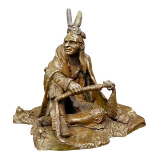 Vintage American Indian Bronze, by Carl Kauba For Sale