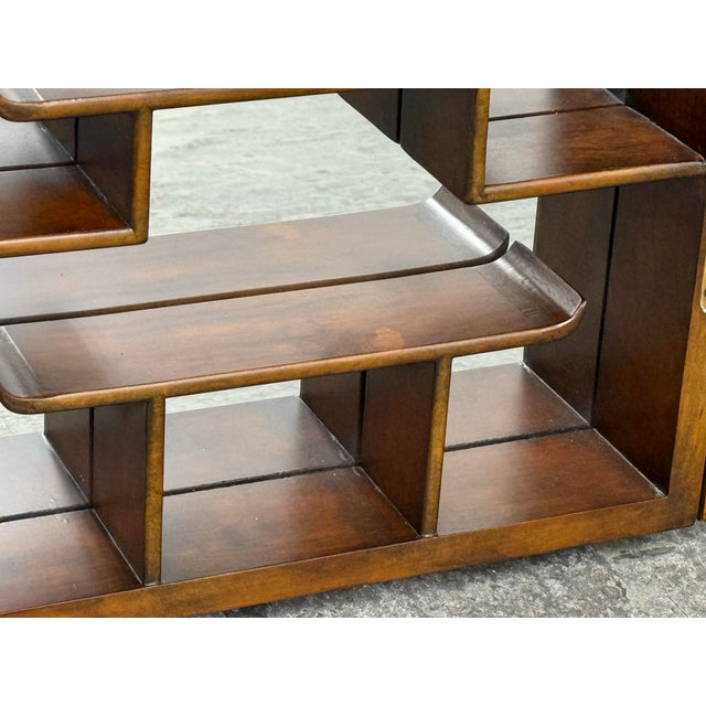 Brown Chinoiserie Wood Wall Mount Curio Cabinet, Vintage For Sale - Image 8 of 12