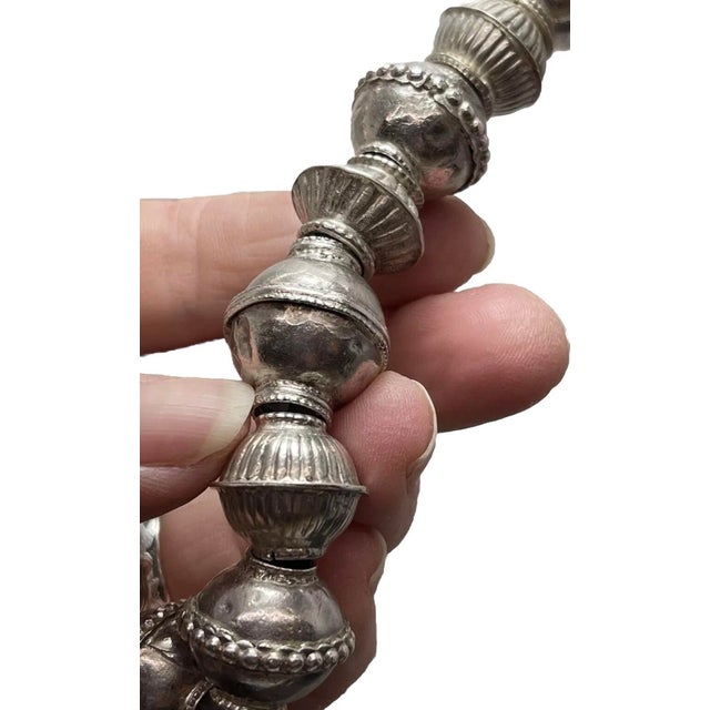 Mid 19th Century Antique Afghani Silver Balochi Bead Necklace. Antique Afghanistan Jewelry For Sale - Image 5 of 11