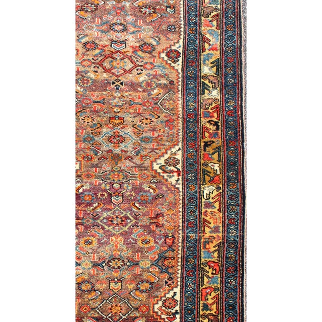 Antique Hand Knotted Persian Fine Persian Malayer Short Runner in Great Condition For Sale - Image 4 of 7