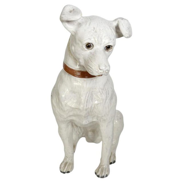 White Glazed Ceramic Dog Sculpture, France, 1970s For Sale - Image 16 of 16