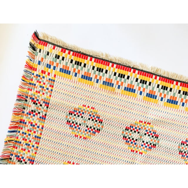 Mid-Century Multicolored Hand Woven Overshot Textile For Sale In Dallas - Image 6 of 12