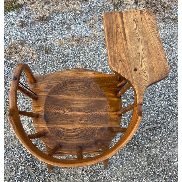 Chestnut Rare Vintage Writing Arm Barrel Back Firehouse Windsor For Sale - Image 8 of 11