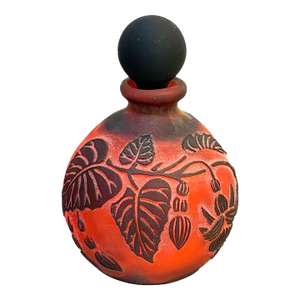 Galle' Style Red/Black Satin Cameo Glass Art Deco Perfume Bottle