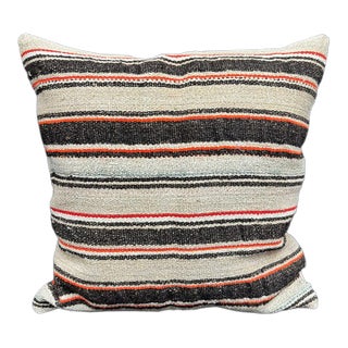 Turkish Hemp Pillow Cushion Natural Beige Dark Brown Pillow Cushion Cover 24"x24" For Sale
