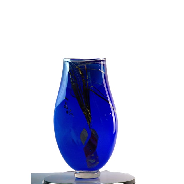 Contemporary Large Chris Hawthorne Signed Studio Art Glass Vessel - 16" For Sale - Image 3 of 5