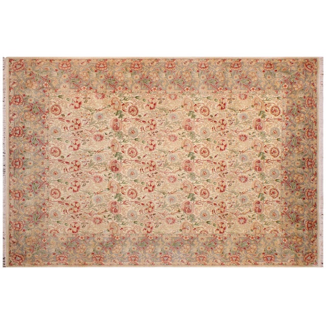Gray Shabby Chic 1990's Pak-Persian Beige/Gray Wool Rug - 9'0'' X 12'7'' For Sale - Image 8 of 9