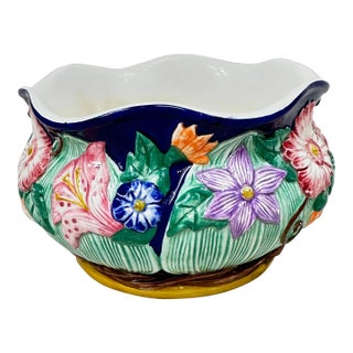 Vintage Hand Painted Cachepot For Sale