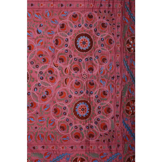 Silk Suzani Wall Decor - Uzbek Textile Art 8' X 9'9'' For Sale - Image 10 of 11