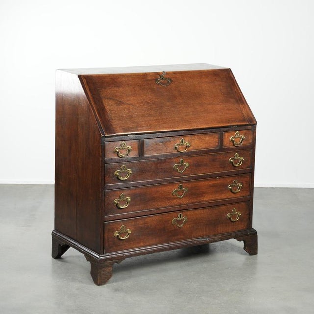 Antique English Oak Secretary with Drawers, 18th Century For Sale - Image 14 of 14