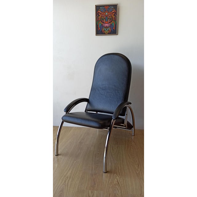 Chromed Leather Armchair, 1970s For Sale - Image 16 of 18