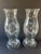 Etched Clear Glass Candle Hurricanes a Pair For Sale - Image 4 of 9