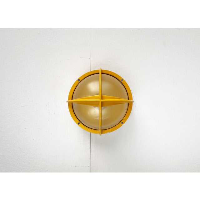 Yellow Mid-Century Danish Model Pirat Metal Outdoor Wall Lamp by Eva Koppel, Nils Koppel, Gert Edstrand for Nordisk Solar, 1960s For Sale - Image 8 of 18