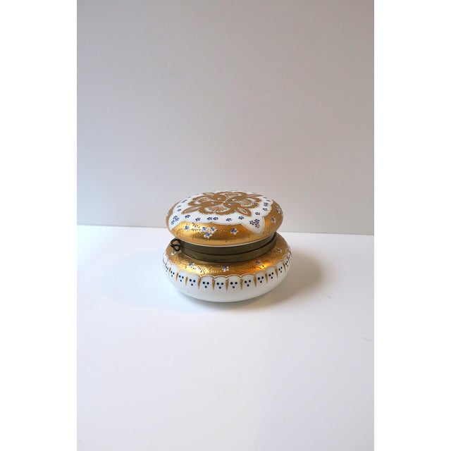 Antique Vanity Jewelry Box Bohemian Gold White Opaline Glass, Ca. Late 19th C For Sale - Image 10 of 15